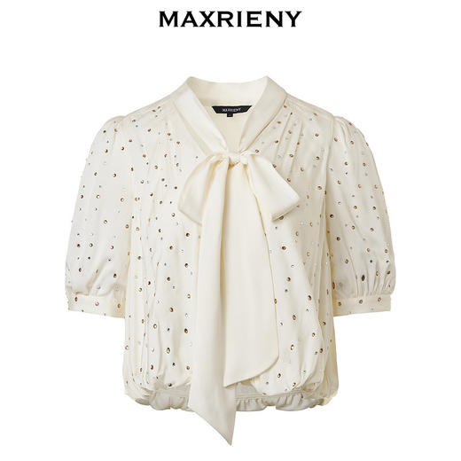 玛克门店发货：MAXRIENY甜美烫钻波点蝴蝶结上衣(货号:MC85TP089) 商品图4