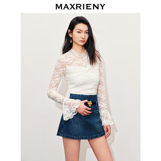 【商场同款-宫廷飞鸽】MAXRIENY复古宫廷蕾丝扭结蕾丝雪纺衫上衣(货号:MC85TP066) 商品图2