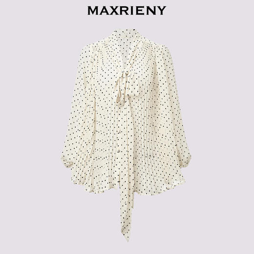 【贵雅日常-商场同款】MAXRIENY复古摩登感蝴蝶结系压褶上衣(货号:MC85TP533) 商品图4