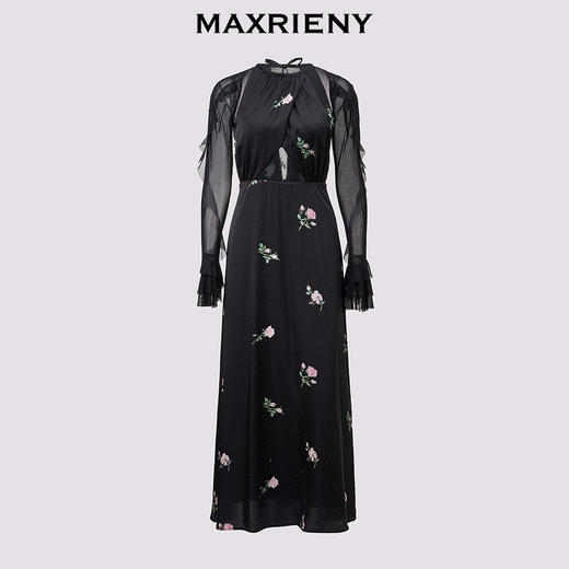 玛克门店发货：MAXRIENY华丽宫廷风玫瑰蕾丝连衣裙2024秋冬新款(货号:MC85DR560) 商品图4