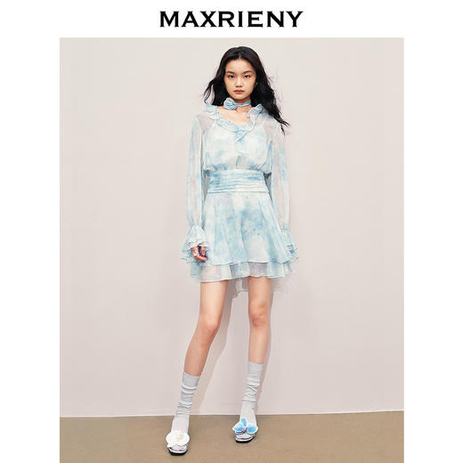 玛克门店发货：浪漫度假连衣裙晕染印花仙女森系气质裙子(货号:MS85DR284) 商品图1