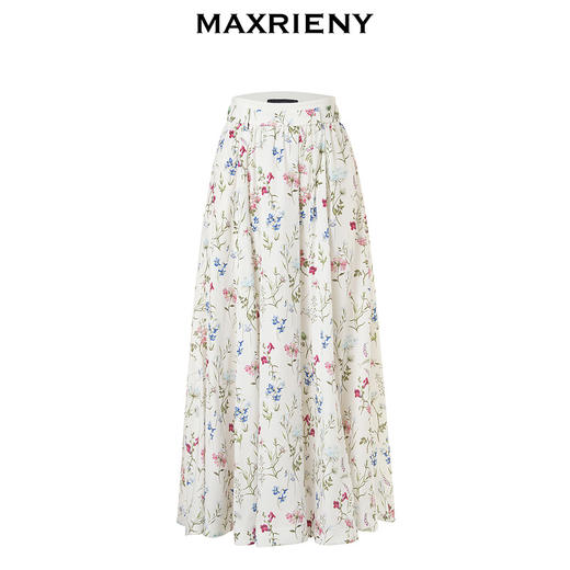 玛克门店发货:【浪漫花园-商场同款】MAXRIENY复古诗意花卉百褶裙2024半身裙夏(货号:MC85SK008) 商品图4