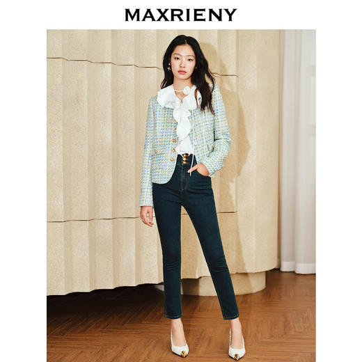 【商场同款】MAXRIENY*复古水洗色牛仔裤铅笔裤高腰修身裤子(货号:MS85PA006) 商品图2