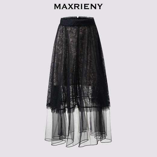 玛克门店发货：MAXRIENY甜美文艺网纱半裙2024夏季新款蕾丝绣花裙子(货号:MC85SK290) 商品图4