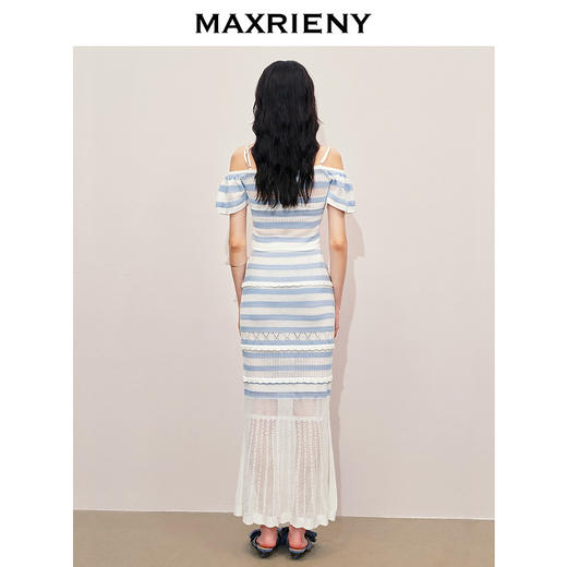 玛克门店发货：MAXRIENY甜美少女感一字肩吊带针织上衣女修身显瘦(货号:MS85SW264) 商品图3