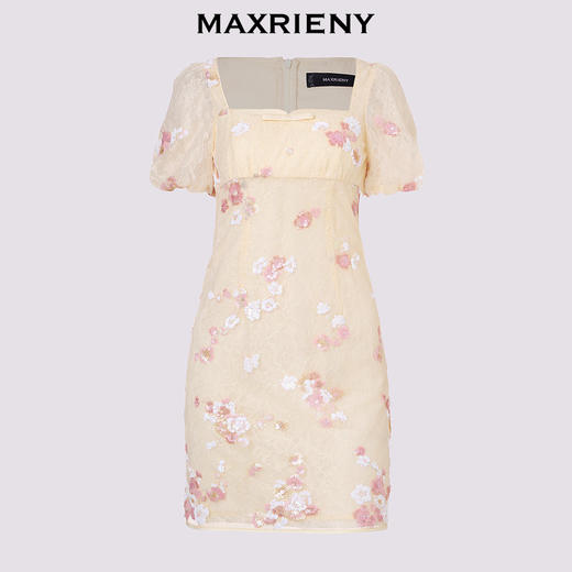 玛克门店发货：MAXRIENY蕾丝钉珠甜美亮片花朵连衣裙2024夏季新品(货号:MC85DR374) 商品图4