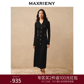 MAXRIENY*复古感毛织连衣裙秋冬羊毛针织长裙(货号:MS88DR763)
