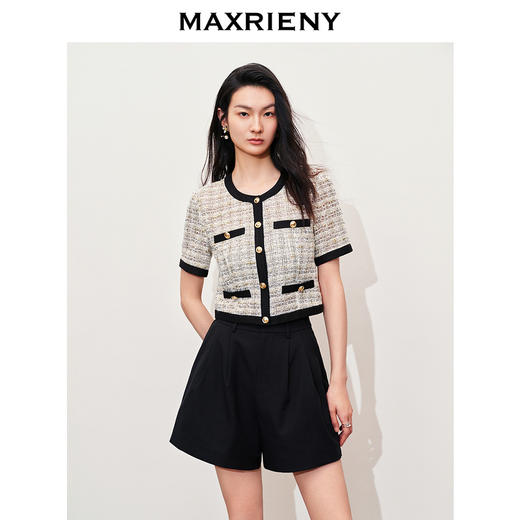 【黑白优雅主义-商场同款】MAXRIENY千金小香风率性直身花纱外套(货号:MC85JA017) 商品图0