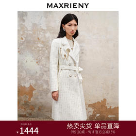 MAXRIENY小香风花纱大衣中长款2023冬季水貂毛外套(货号:MS88CT534)