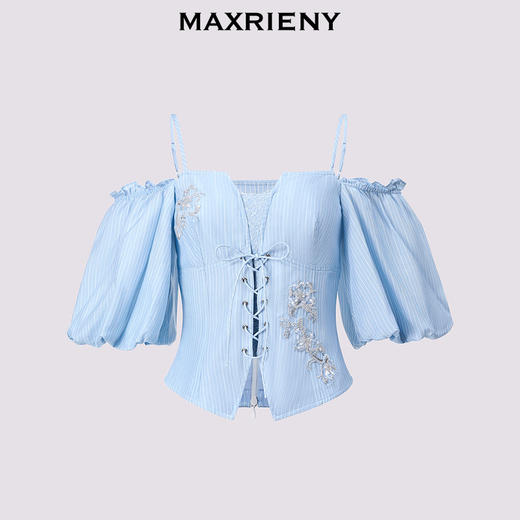 玛克门店发货：MAXRIENY*度假氛围感条纹吊带上衣(货号:MC85TP274) 商品图4