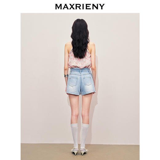 MAXRIENY甜美少女感一字肩吊带针织上衣女修身显瘦(货号:MS85TP266) 商品图3