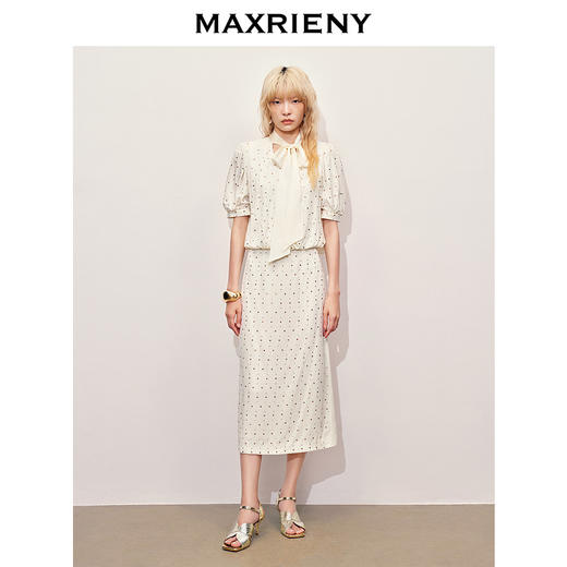 玛克门店发货：MAXRIENY甜美烫钻波点蝴蝶结上衣(货号:MC85TP089) 商品图1