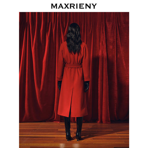 【商场同款】MAXRIENY新年红羊毛大衣复古优雅绑带毛呢外套23冬款(货号:MC88CT786) 商品图3