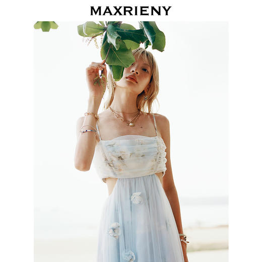 玛克门店发货：MAXRIENY海盐蓝立体花朵裙立体手工花朵(货号:MC85DR379) 商品图2