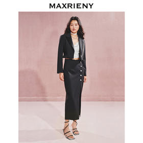 玛克门店发货：MAXRIENY*都市感钉珠扣开衩半裙(货号:MC85SK545)