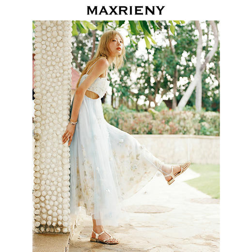 玛克门店发货：MAXRIENY海盐蓝立体花朵裙立体手工花朵(货号:MC85DR379) 商品图1