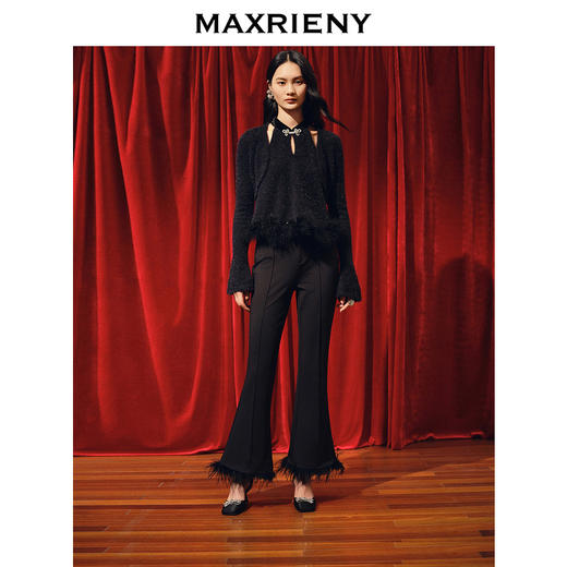 MAXRIENY新中式浪漫挂脖套头针织衫修身上衣女(货号:MC88SW801) 商品图1