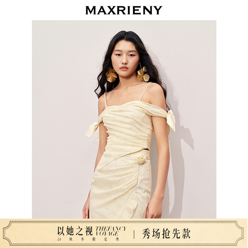 玛克门店发货：MAXRIENY吊带落肩*烫钻上衣小背心(货号:MC85TP335)