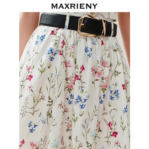 玛克门店发货:【浪漫花园-商场同款】MAXRIENY复古诗意花卉百褶裙2024半身裙夏(货号:MC85SK008) 商品图2