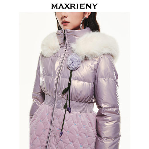 MAXRIENY紫色拼接毛领羽绒服加厚冬装复古外套(货号:MC87DC779) 商品图3