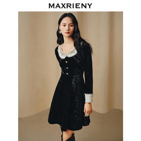 玛克门店发货：MAXRIENY*赫本连衣裙丝绒裙(货号:MC88DR814)