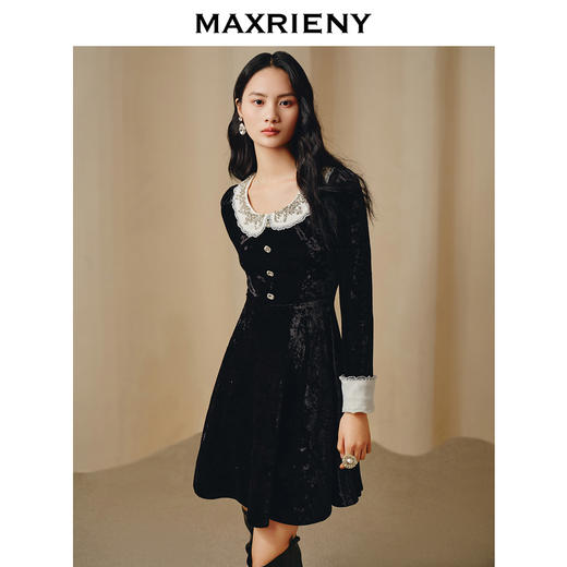 玛克门店发货：MAXRIENY*赫本连衣裙丝绒裙(货号:MC88DR814) 商品图0