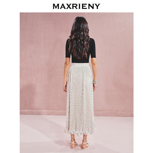 玛克门店发货MAXRIENY复古优雅感压褶高腰半身伞裙(货号:MC85SK514) 商品图3