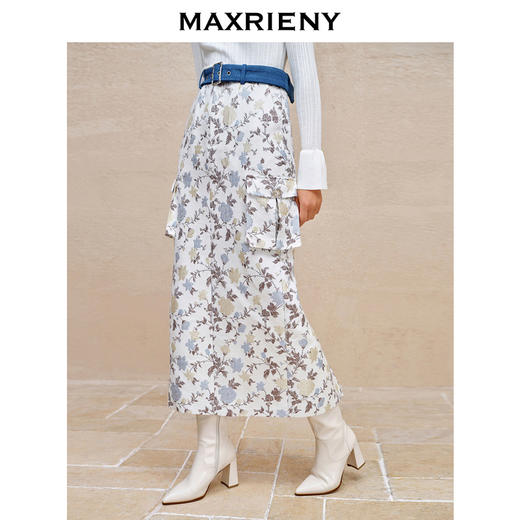 MAXRIENY*浪漫复古感丝绒提花直筒半裙秋冬裙子(货号:MC88SK791) 商品图2