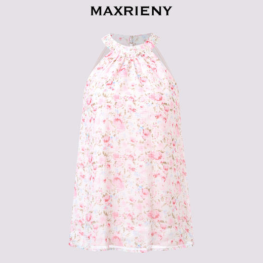 MAXRIENY甜美少女感一字肩吊带针织上衣女修身显瘦(货号:MS85TP266) 商品图4