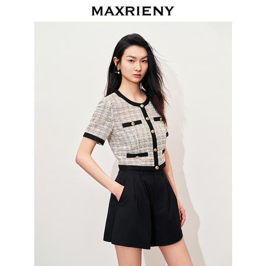 【黑白优雅主义-商场同款】MAXRIENY千金小香风率性直身花纱外套(货号:MC85JA017) 商品图2