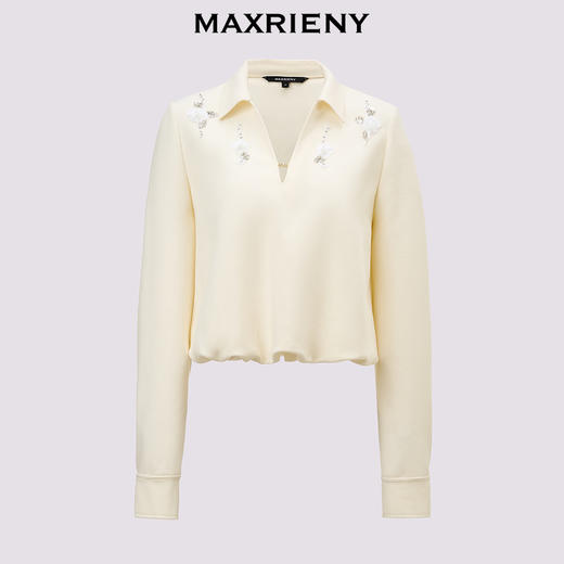 玛克门店发货：MAXRIENY*休闲V领花苞衬衫钉珠装饰上衣女(货号:MC85TP520) 商品图4