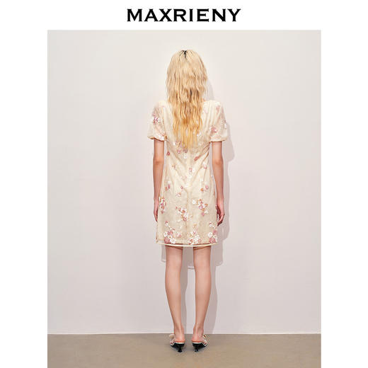 玛克门店发货：MAXRIENY蕾丝钉珠甜美亮片花朵连衣裙2024夏季新品(货号:MC85DR374) 商品图3