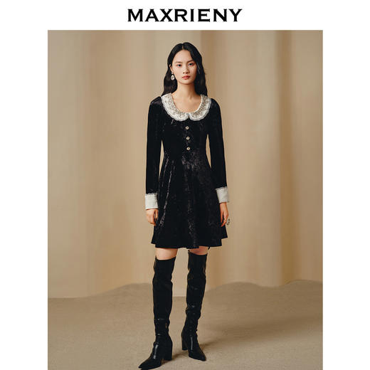 玛克门店发货：MAXRIENY*赫本连衣裙丝绒裙(货号:MC88DR814) 商品图1