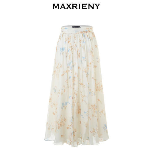 玛克门店发货：MAXRIENY浪漫复古印花伞摆半裙桑蚕丝裙(货号:MC85SK022) 商品图4