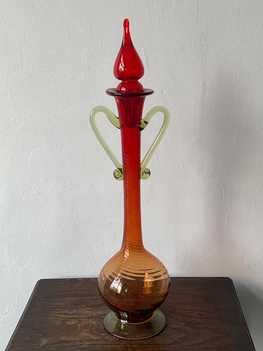 【苏州】日本中古手工琉璃长颈双耳酒器 X0707 商品图0