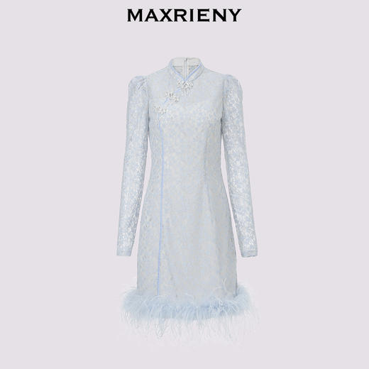 【商场同款】MAXRIENY贵雅新中式连衣裙水晶盘扣收腰裙子显瘦女(货号:MS85DR513) 商品图4