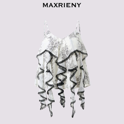 玛克门店发货：MAXRIENY甜美撞色波浪桑蚕丝上衣女2024夏季新款(货号:MC85TP270) 商品图4