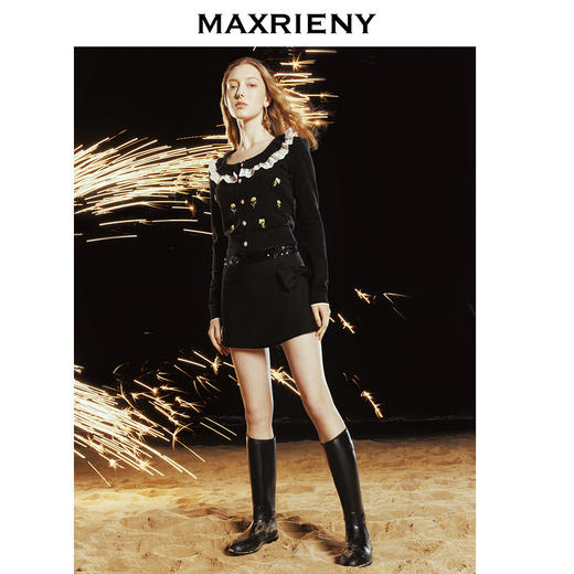 MAXRIENY复古学院风套头针织23冬季新款修身上衣女(货号:MC88SW794) 商品图1