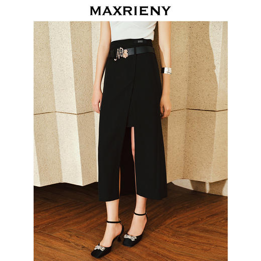 MAXRIENY*复古感高腰开衩铅笔直身半裙半身裙子(货号:MS85SK019) 商品图2