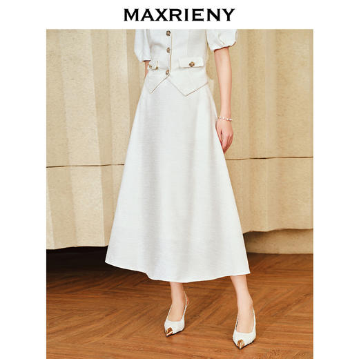 MAXRIENY优雅复古小香风花纱半裙a字伞摆半身裙(货号:MS85SK010) 商品图2