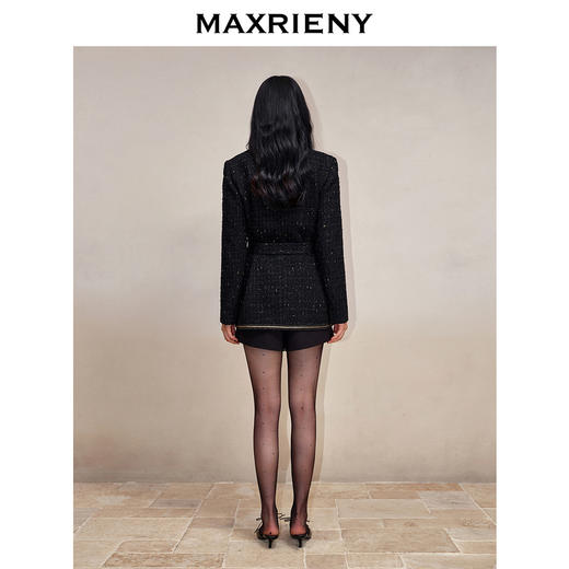 MAXRIENY法式复古小香风绑带西装轻奢感花纱外套(货号:MS88JA768) 商品图3