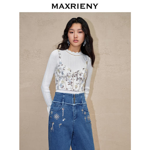MAXRIENY*复古感华丽水晶流苏吊带外搭上衣女(货号:MC88TP782) 商品图3
