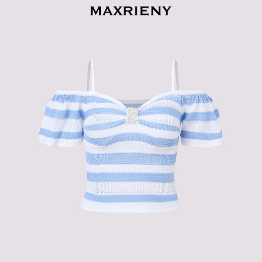 玛克门店发货：MAXRIENY甜美少女感一字肩吊带针织上衣女修身显瘦(货号:MS85SW264) 商品图4