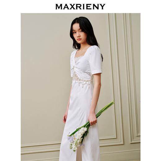 MAXRIENY*御姐风开叉连衣裙镂空小白裙派对礼裙(货号:MC88DR378) 商品图2