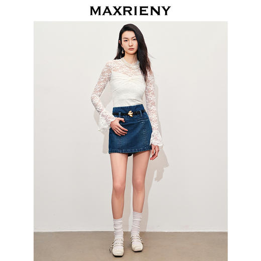 【商场同款-宫廷飞鸽】MAXRIENY复古宫廷蕾丝扭结蕾丝雪纺衫上衣(货号:MC85TP066) 商品图1