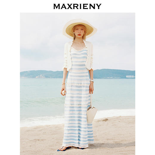 玛克门店发货：MAXRIENY宫廷浪漫风针织开衫外套收腰外搭(货号:MC85JA257) 商品图1