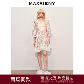 玛克门店发货：MAXRIENY欧根纱绣花连衣裙透视感设计(货号:MC85DR304)