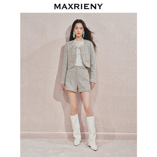 玛克门店发货：MAXRIENY*日常钉珠装饰小A型短裤(货号:MC85PA522) 商品图1