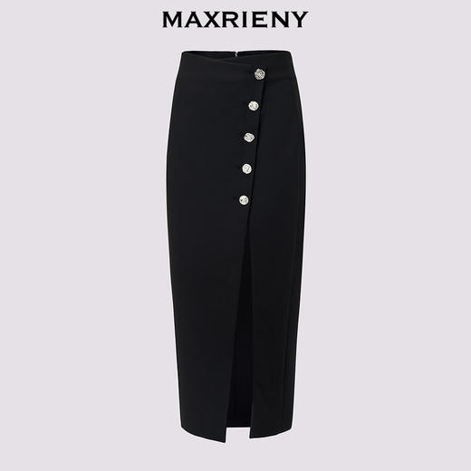 玛克门店发货：MAXRIENY*都市感钉珠扣开衩半裙(货号:MC85SK545) 商品图3