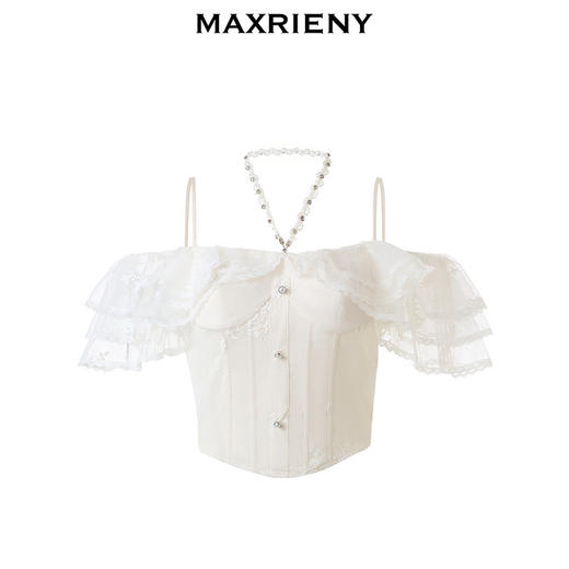 玛克门店发货：MAXRIENY复古优雅珍珠链条上衣修身显瘦(货号:MC85TP050) 商品图4